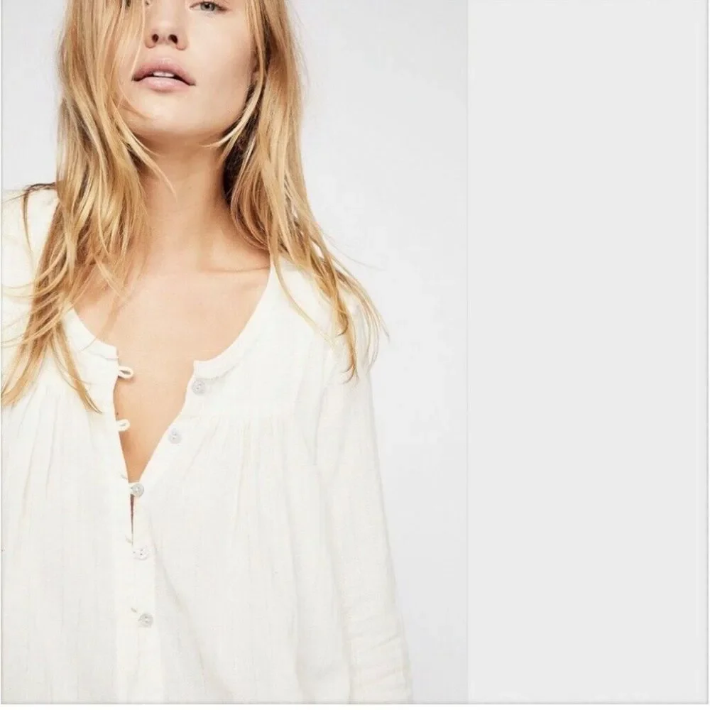 Free People Sand Dune Henley Top Small - Picture 5 of 9